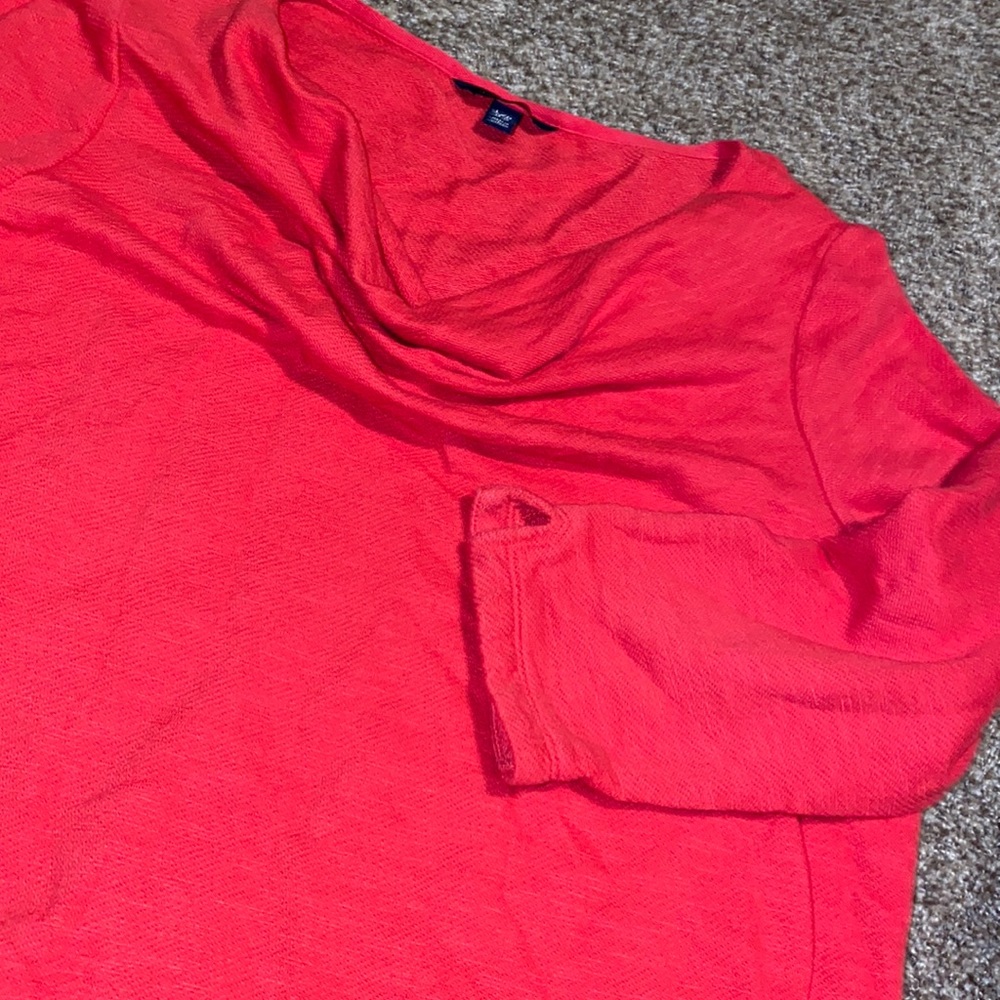 Lands End drape-neck top in a gorgeous coral color, XL, GUC.